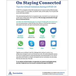 PDF document of tips for staying connected during COVID-19