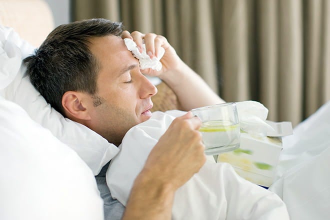 Man sick with the flu