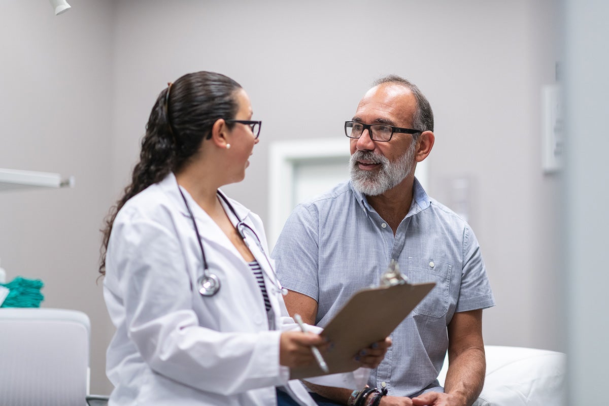 Nurse talking with a patient