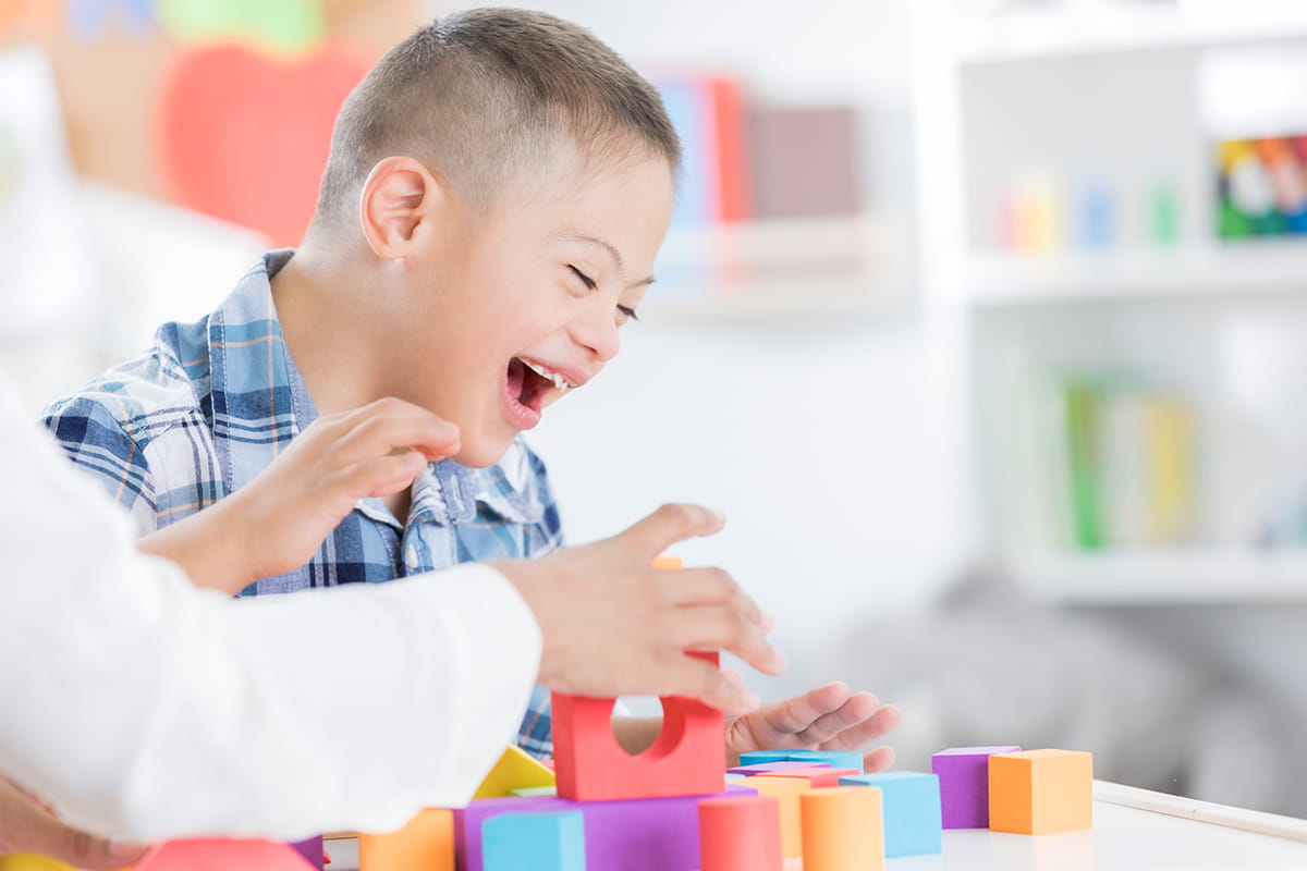 Child playing with blocks.
