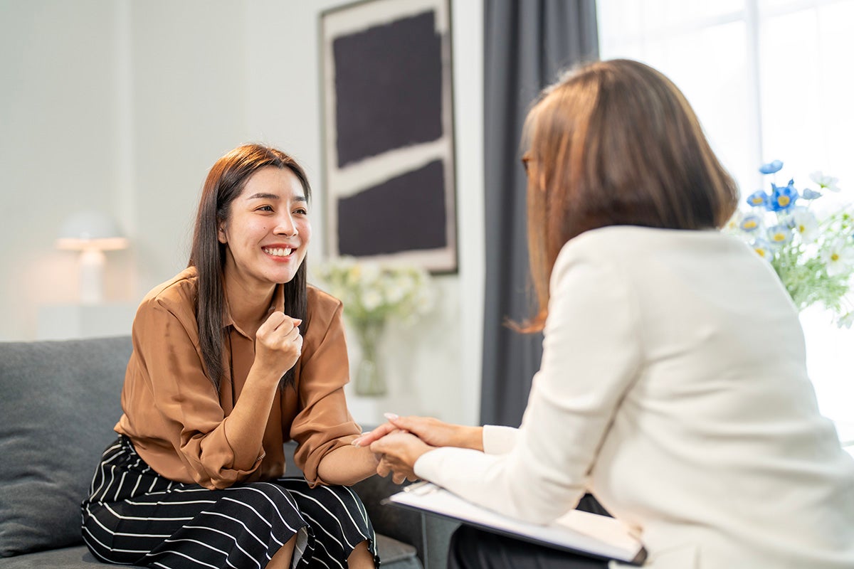 Woman talking with a specialist