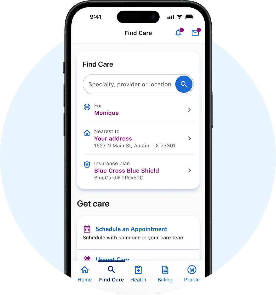 Search for care in ascension one app
