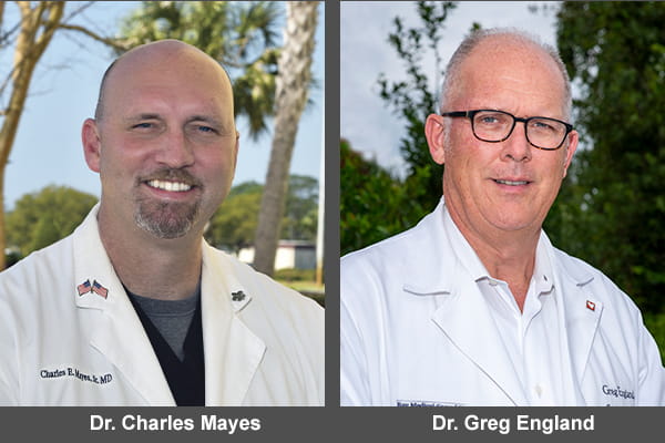 Dr. Charles Mayes, interventional cardiologist and Dr. Greg England, cardiothoracic surgery