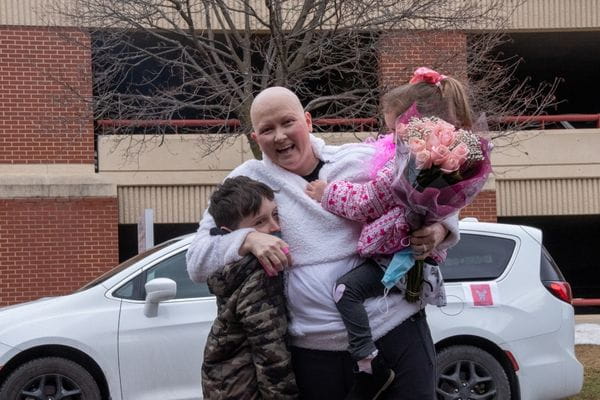Roxanne and her children after one of Roxanne's chemotherapy sessions