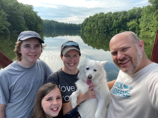 Shelly Christol with husband, son, daughter and dog