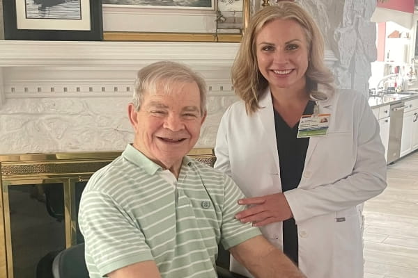 Nurse practitioner and patient at patient's home