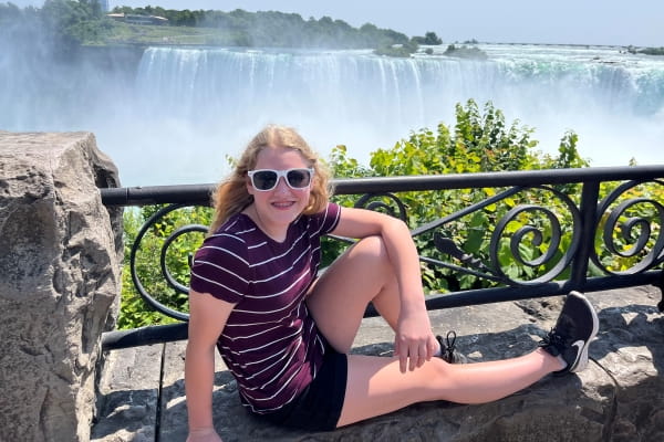 Madelyn Pilcher at Niagara Falls after recovering from complex regional pain syndrome (CRPS)