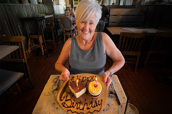 Oncology patient Beth B. celebrates her birthday
