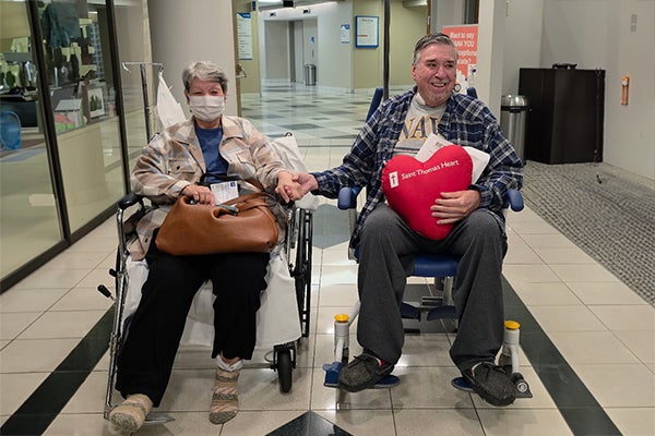 A Lascassas, Tenn., couple received a heart bypass and kidney transplant at Ascension Saint Thomas Hospital West on the same day, then recovered and went home together.