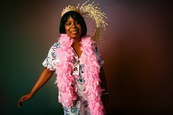 Angela Wharton celebrating her victory over cancer.