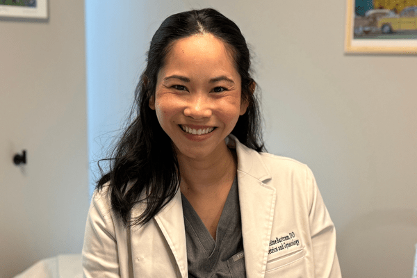 Madeline Bartram, DO in her office ready for her next patient at Ascension Seton.