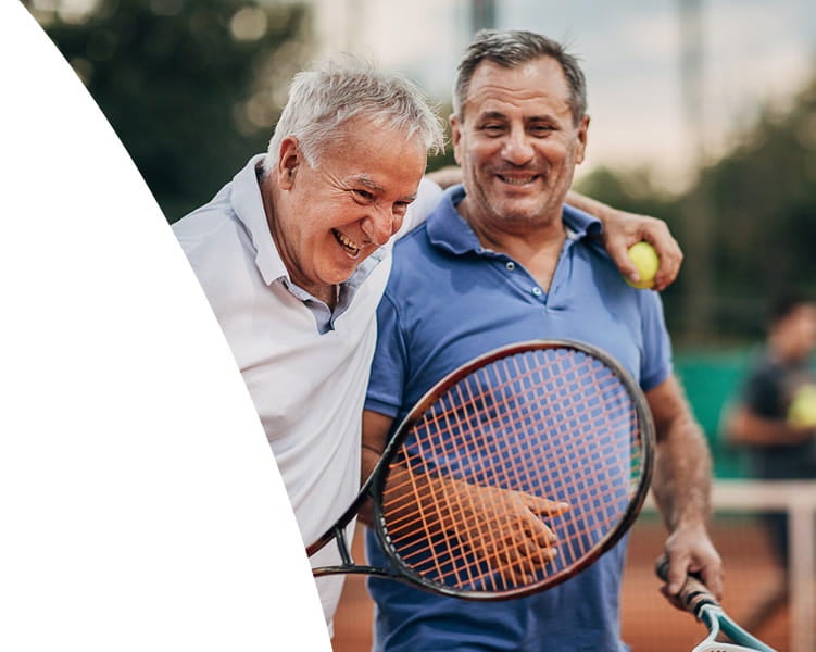 Two men getting back into their active lifestyle after regaining their strength at Ascension Alexian Brothers Rehabilitation Hospital in Elk Grove Village, IL.