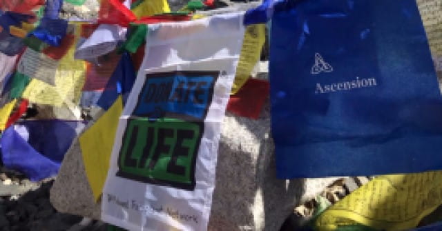 Donate Life and Ascension flag at Mount Everest