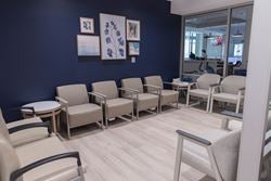 Waiting area with rows of chairs at Ascension St. Vincent’s Emergency Care - Southside.