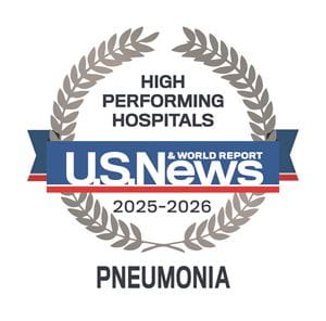 US News and World Report 2025-26 Pneumonia award badge
