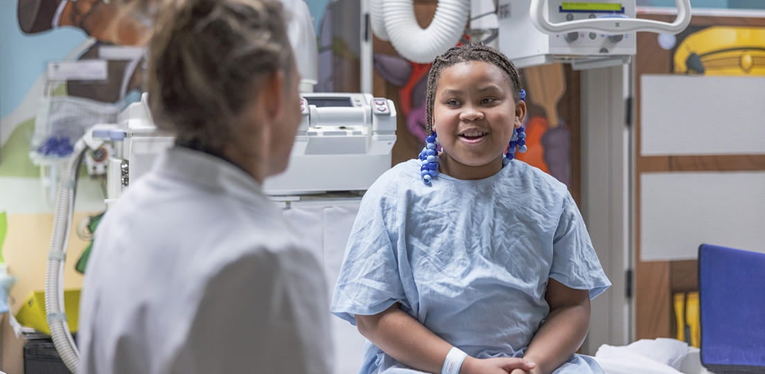 Young female patient at Peyton Manning Children's Hospital.