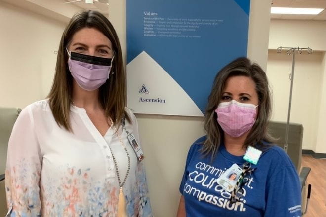 Lindsey Costner, director of Business Services at Ascension Via Christi, and Amy Charles, RN, Manager Ambulatory Infusion Center and Vascular Access