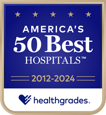 America's 50 best hospitals badge healthgrades