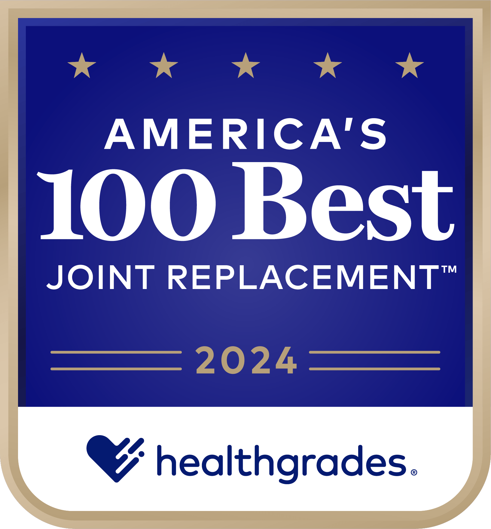 America's 100 best joint replacement healthgrades badge