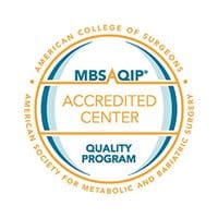 MBSAQIP Accredited Center Quality Program seal from the American College of Surgeons and the American Society for Metabolic and Bariatric Surgery.