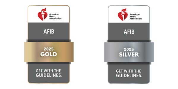 2025 American Heart Association Get With The Guidelines AFib Gold and Silver Badge