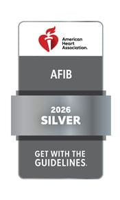American Heart Association Get With The Guidelines AFib 2026 Silver Achievement Award.