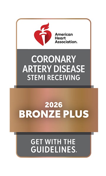 American Heart Association Get With The Guidelines Coronary Artery Disease STEMI Receiving 2026 Bronze Plus award badge.
