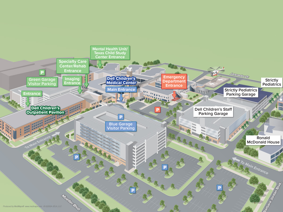 Dell Children's Medical Center campus map.
