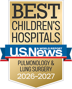 Dell Children's está clasificado a nivel nacional por U.S. News & World Report en neumología y cirugía pulmonar para 2026-2027.