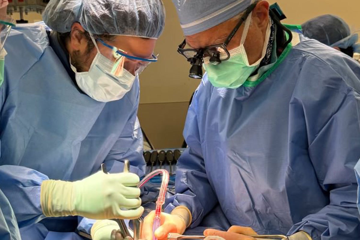 Dr. Poltiz completing a surgery in the OR.