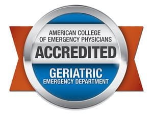 American College of Emergency Physicians:  Accredited Senior-Friendly ED award badge