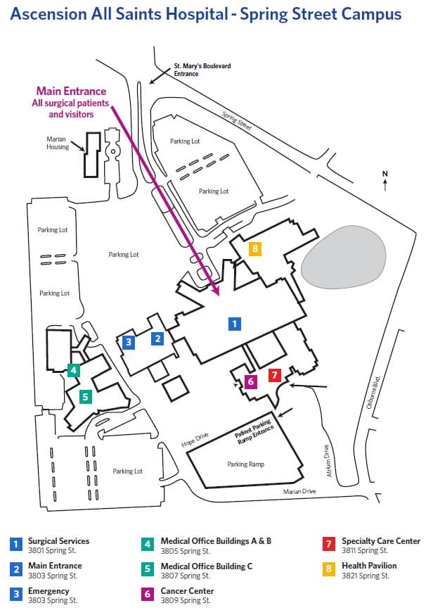 Ascension All Saints Hospital Spring Street Campus Map