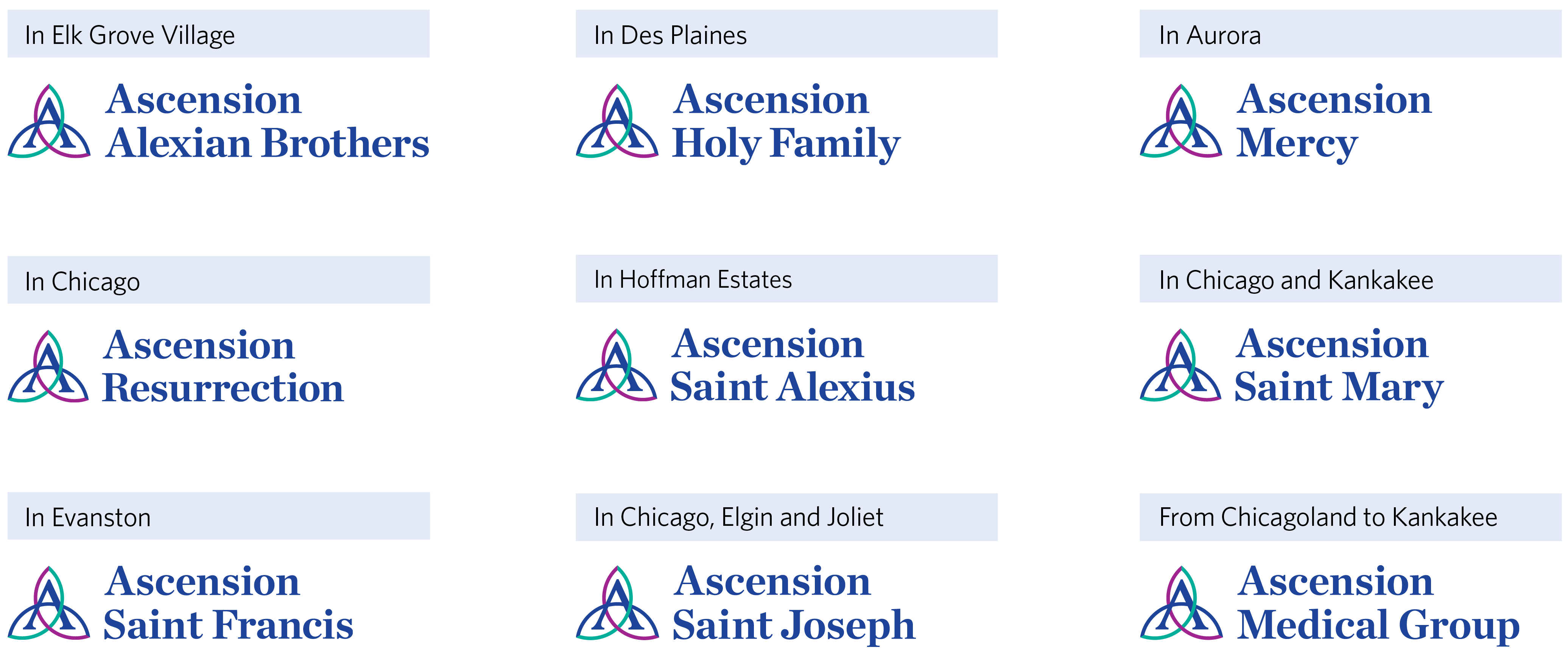 Ascension Illinois logos info-graphic