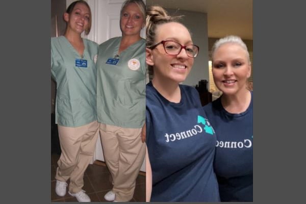 (L to R): Raven Crawford attended nursing school with her mother Regina. They both work for Ascension St. Vincent's now.