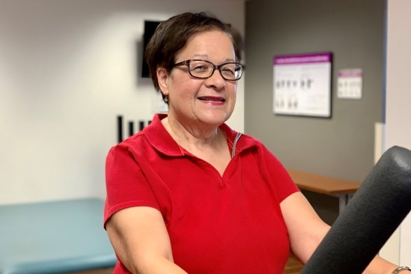 Jacque Gordon walking on treadmilil