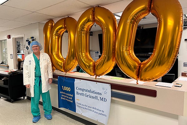 Brett Grizzell, MD, FACS, medical co-director of Via Christi’s Lung Nodule Clinic, medical director of its Lung Screening Program, and cardiothoracic surgeon with Wichita Surgical Specialists, has completed his 1,000th robotic-assisted surgery for the treatment of lung cancer.