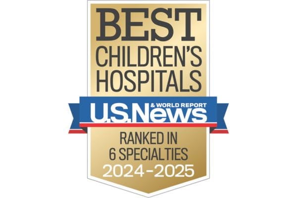 US News and World Report Best Children's Hospitals award badge presented to Ascension Dell Children's Medical Center
