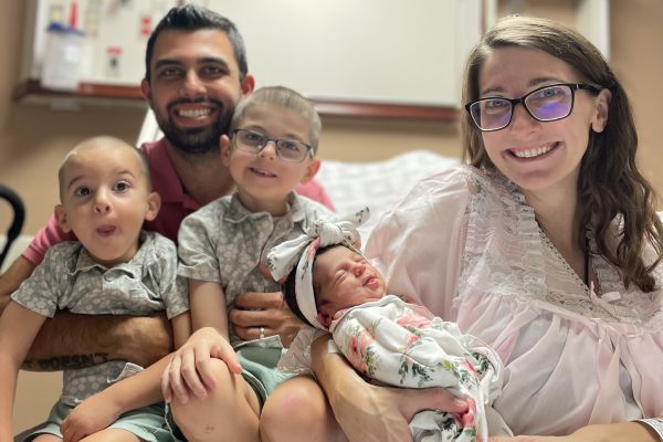 family of five that received family centered birth experience at Ascension Sacred Heart in Pensacola